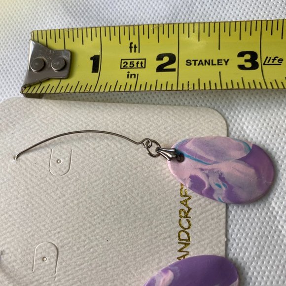 Handcrafted Purple Dangling Earrings - Picture 6 of 8